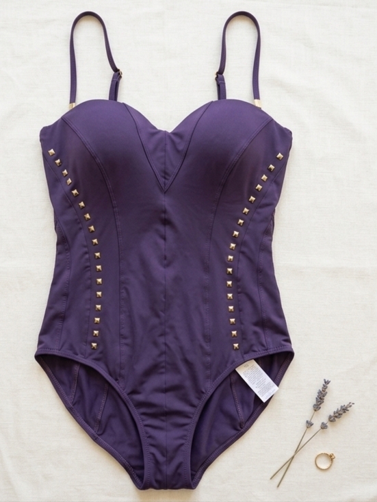 Calvin Klein Other - Calvin Klein Studded One Piece Swimsuit Purple Size 12 Underwire B/C Cups